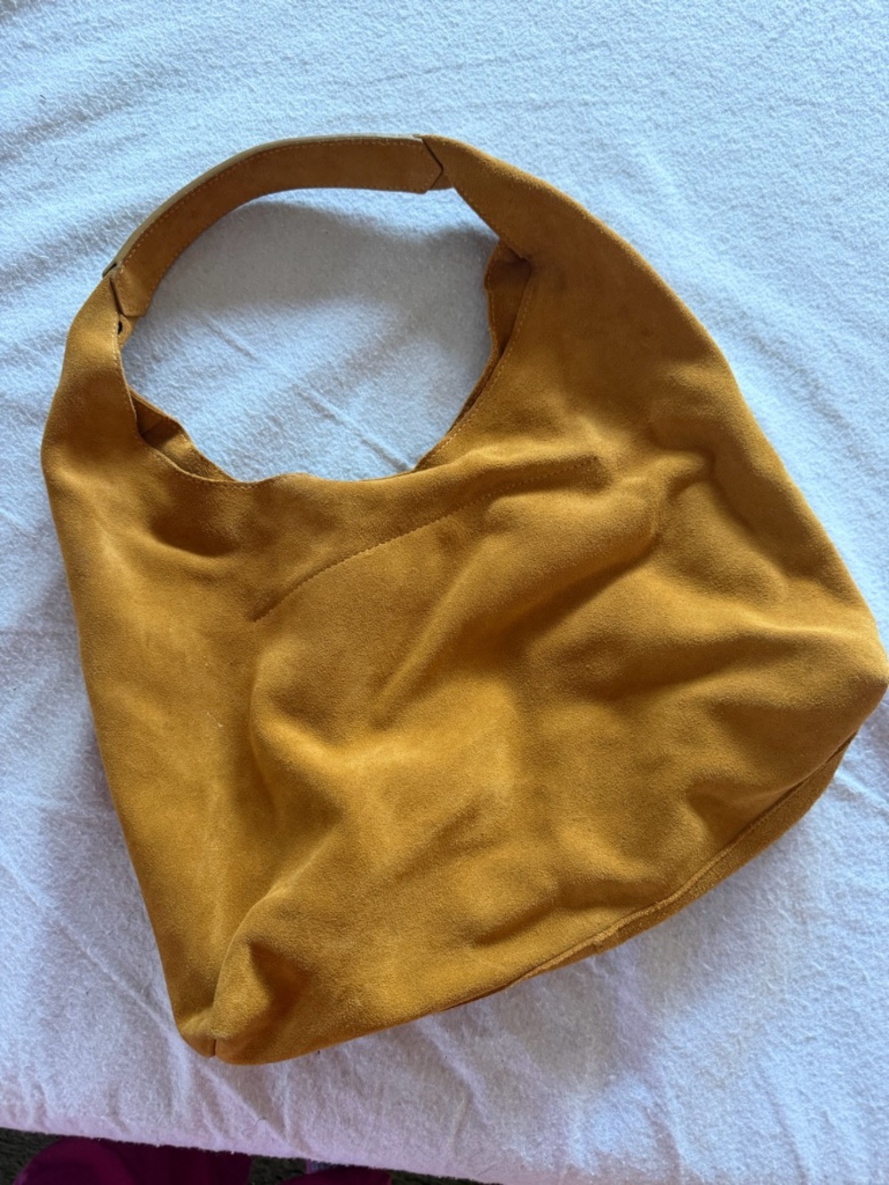 Mustard Suede Hobo Bag